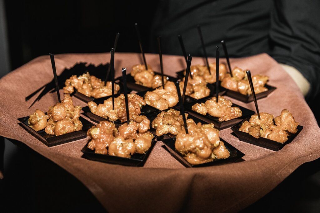 Passed appetizer bites at Veda Modern Indian Restaurant Philadelphia